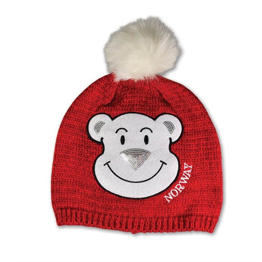 Children's hat, Red, Polar bear with glitter