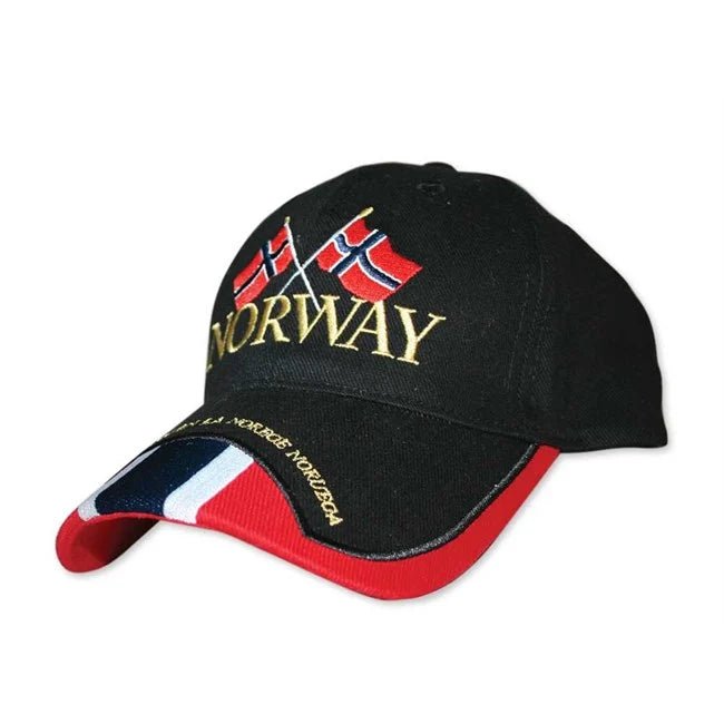 Baseball cap, sort med korslagt flagg - NorwegianStore24