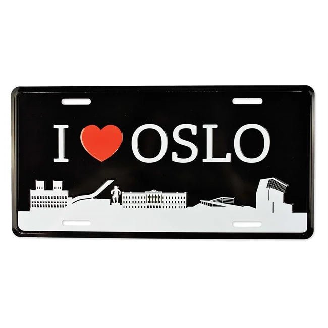 Bilskilt, I love Oslo, preget - NorwegianStore24