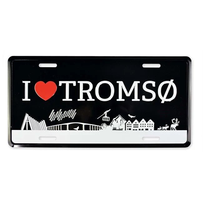 Bilskilt, I love Tromsø, preget - NorwegianStore24