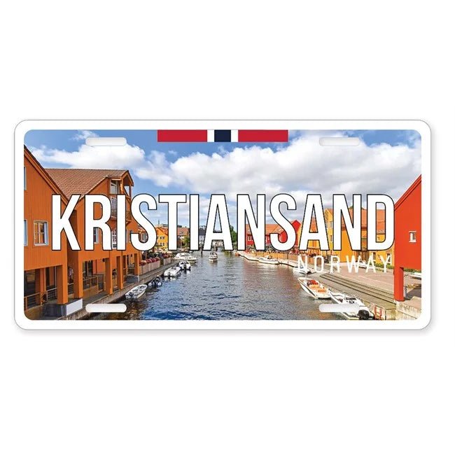 Bilskilt, Kristiansand foto, preget - NorwegianStore24