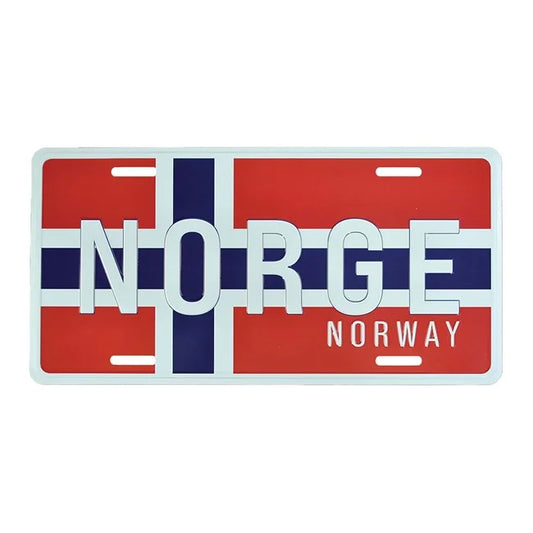 License plate, Norway flag, embossed