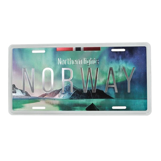 License plate, Norway Northern Lights photo, foiled