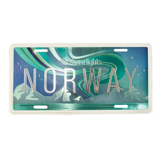 License plate, Norway Northern Lights drawn, foiled