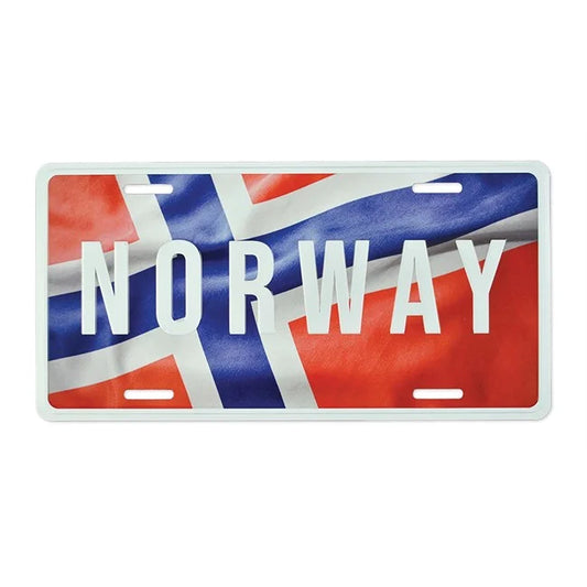 License plate, Norway flag photo, embossed