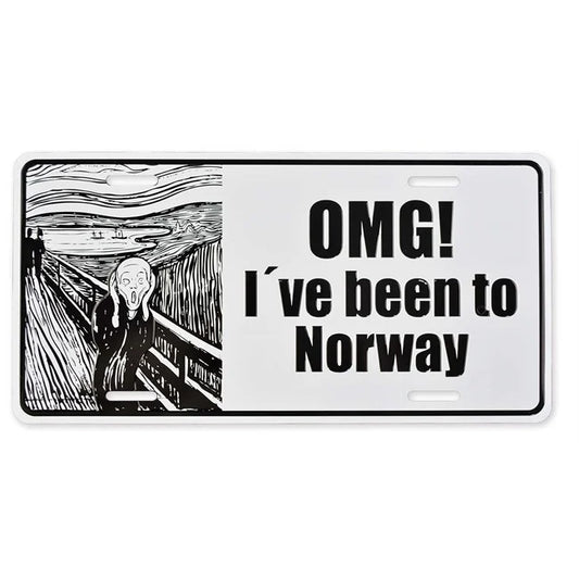 License plate, OMG I've been to Norway, embossed