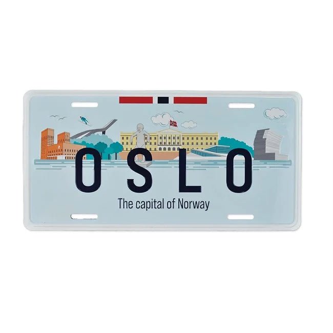 Bilskilt, Oslo skyline, preget - NorwegianStore24