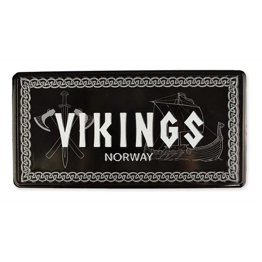 License plate, Viking symbols, embossed