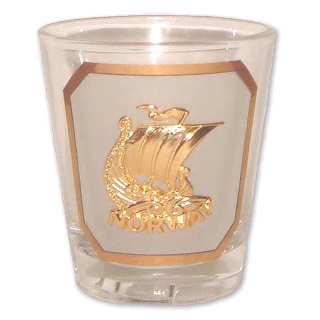 Drammebeger M/Vikingskip i gull - NorwegianStore24