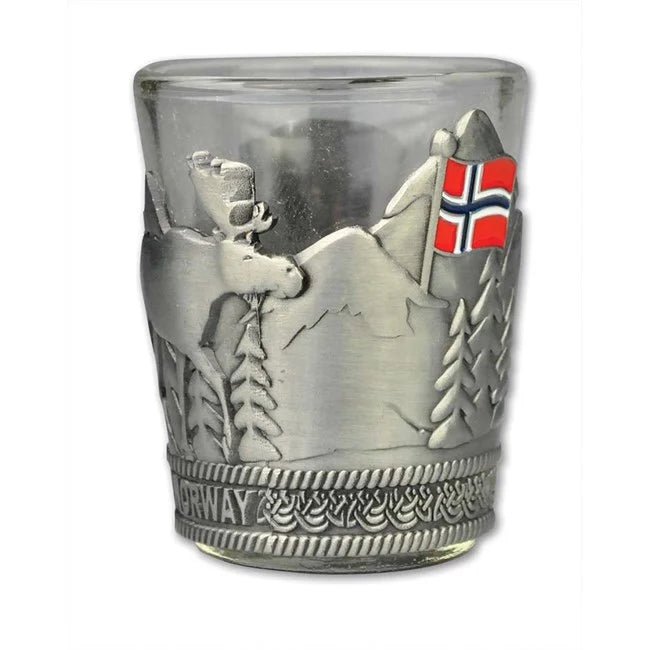 Drammebeger, Glass med tinn dekor - NorwegianStore24