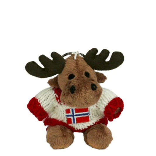 Moose pendant, red/white sweater with flag