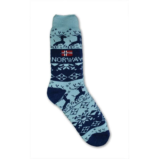 Lined socks, Reindeer, Blue, 8.5 - 12.5