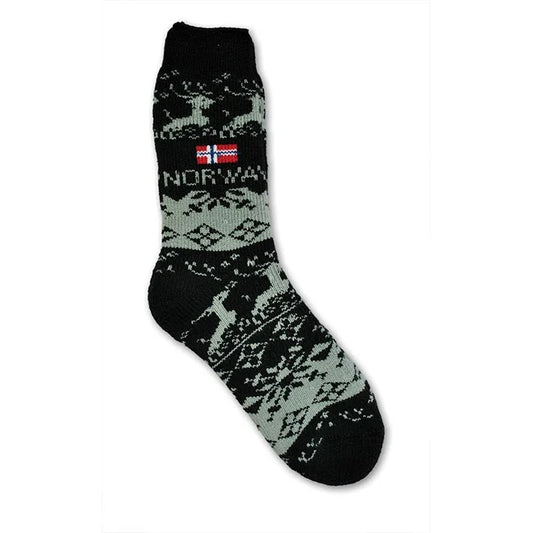 Lined socks, Reindeer, Black, 8.5 - 12.5