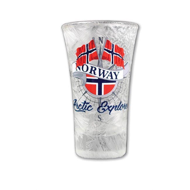 Frostet shotglass, To flagg - NorwegianStore24