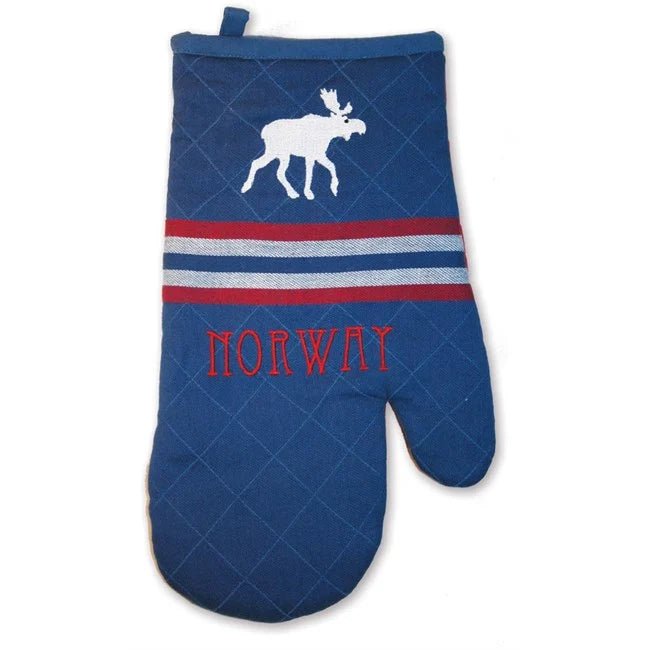Grillvott, blå, brodert elg - NorwegianStore24
