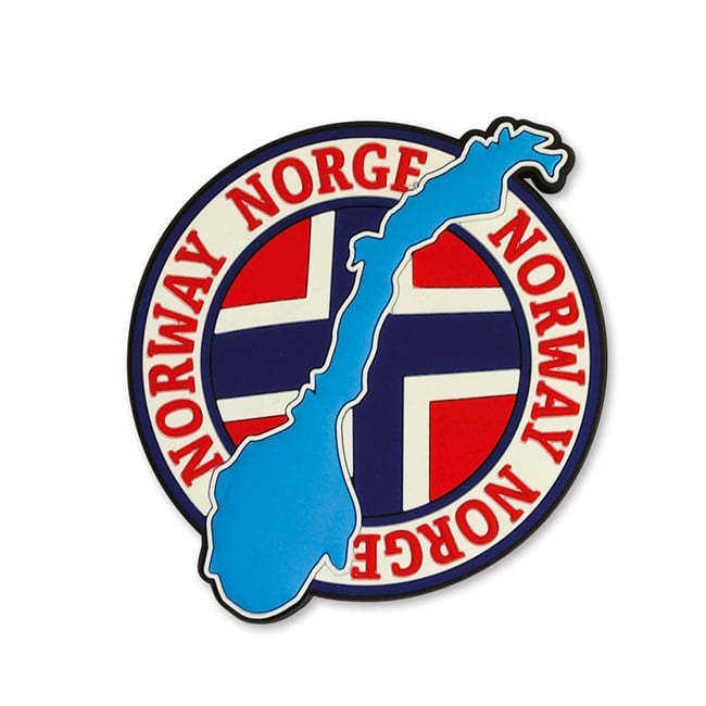 Gummimagnet, Rund m/Norgeskart