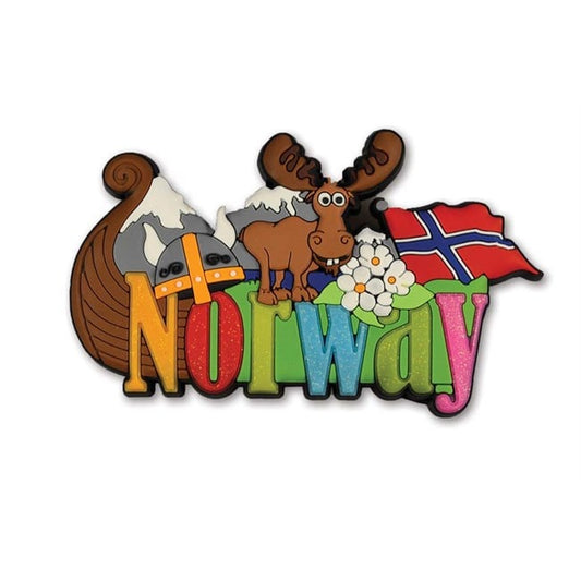 Rubber magnet, Viking ship/Norway glitter