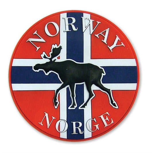 Rubber magnet, round flag + moose