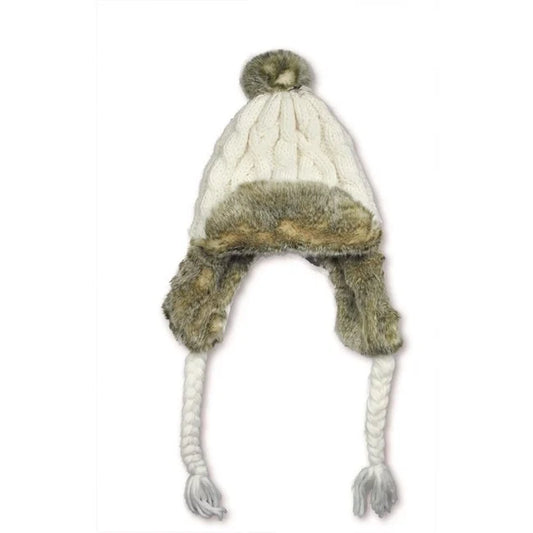 Hanna hat with earflaps, White