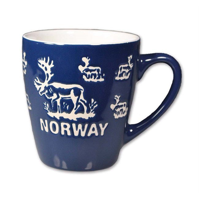Keramikk krus, Reinsdyr, Blå - NorwegianStore24