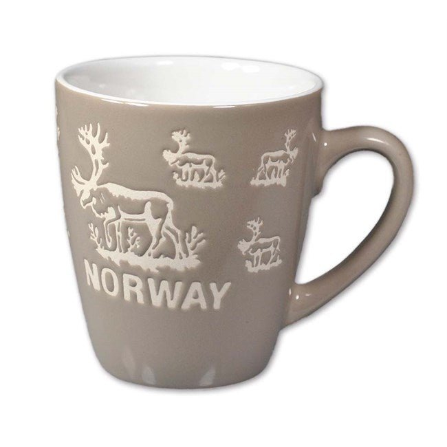 Keramikk krus, Reinsdyr, Lys Grå - NorwegianStore24