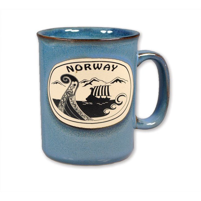 Keramisk krus vikingskip, Blå - NorwegianStore24
