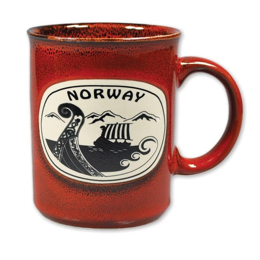 Ceramic mug Viking ship, Red