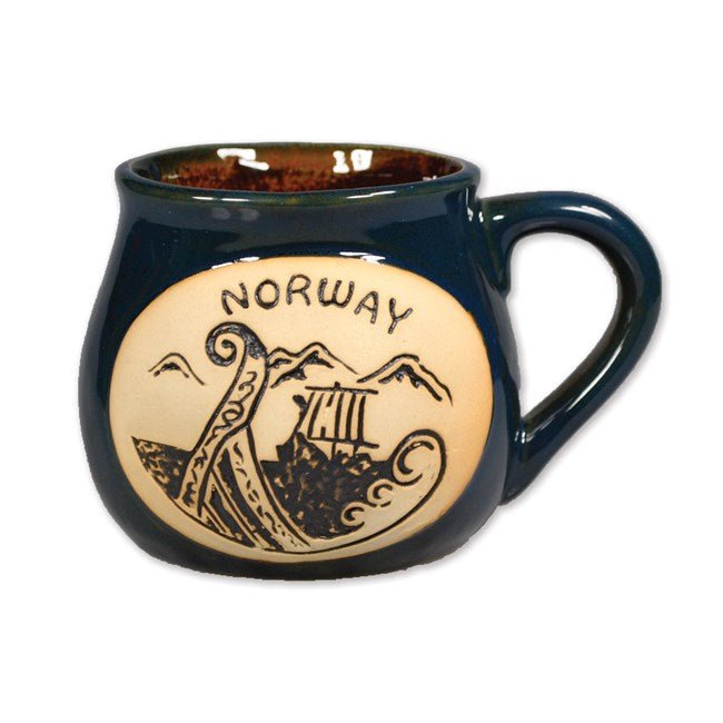 Keramisk tekopp vikingskip, Blå - NorwegianStore24