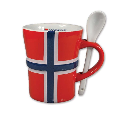 Mug w/spoon, Flag relief