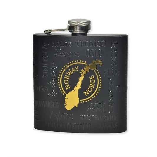 Pocket bottle, Norwegian cities, black