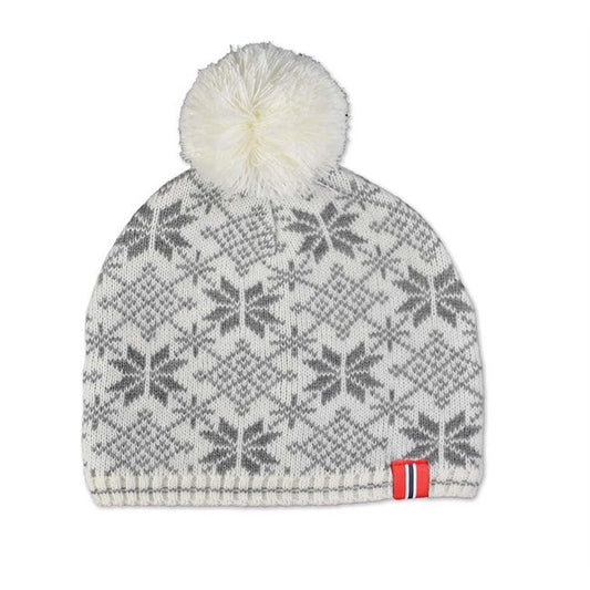 Hat, snowflakes, gray and white