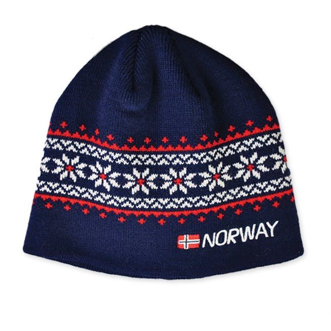 Lue m/strikket mønster, Flagg/Norway - NorwegianStore24