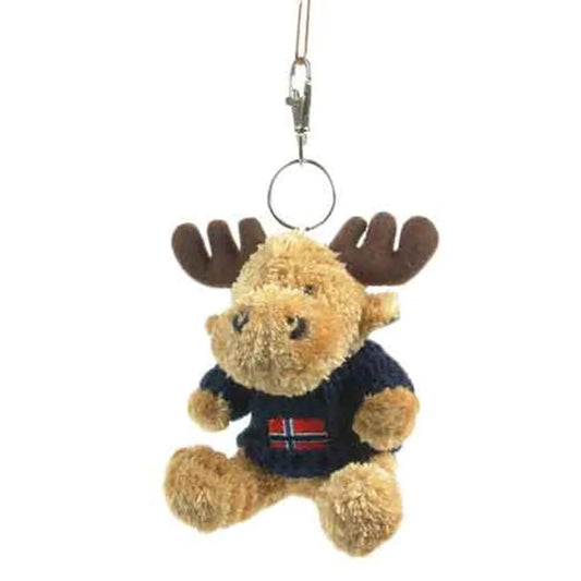 Keychain, moose with sweater, flag