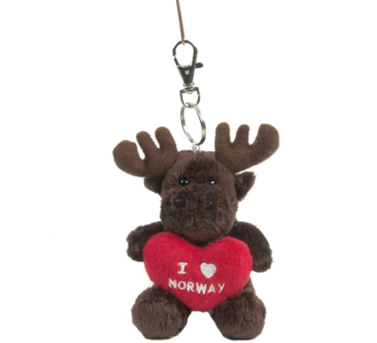 Keychain, moose with heart, I love Norway