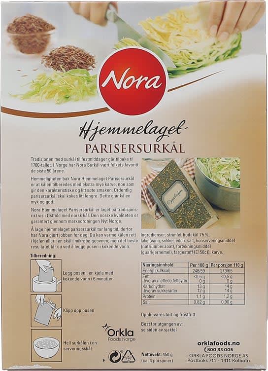 Parisersurkål Hjemmelaget 450g Nora
