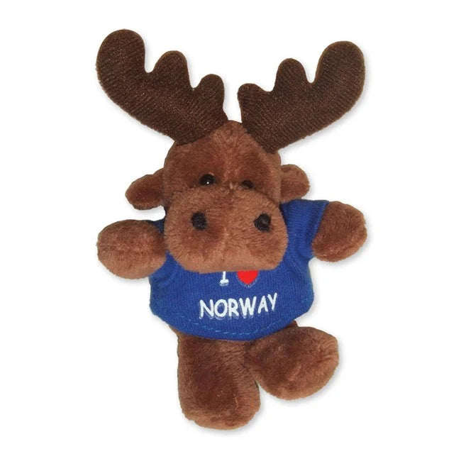Plush elg med magnet og genser, Blå