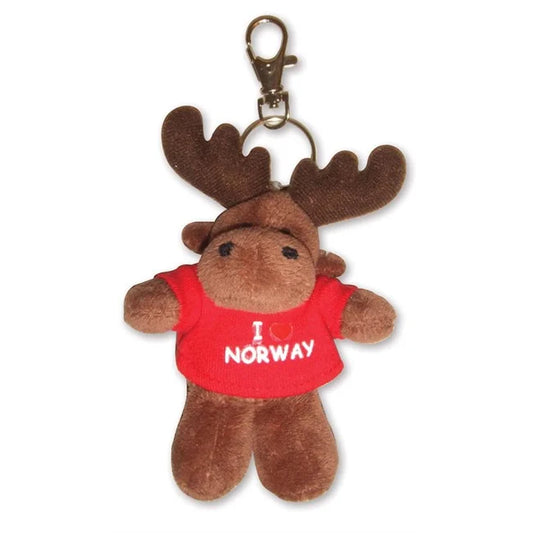 Plush moose with key ring and sweater, Red