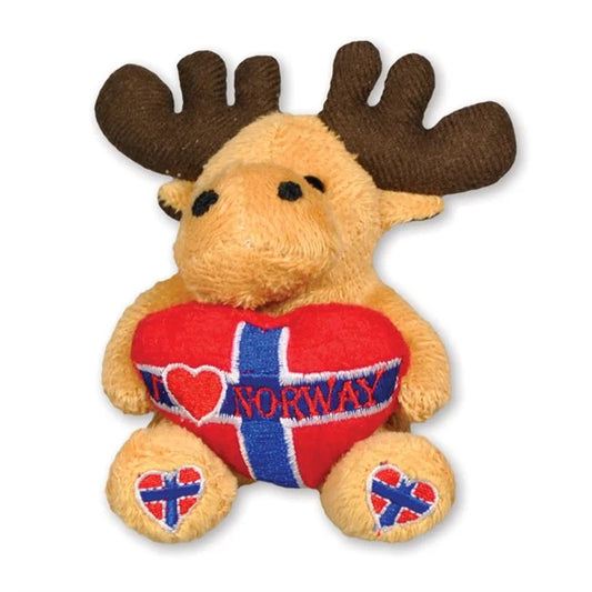 Plysh elg med flagghjerte, Magnet