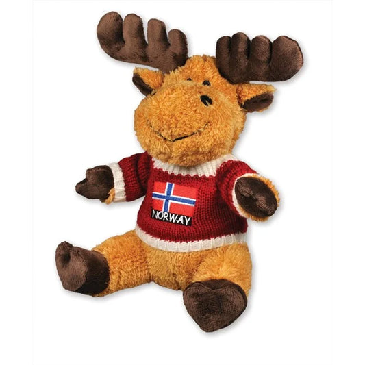 Plysh elg med rød strikkegenser, Stor