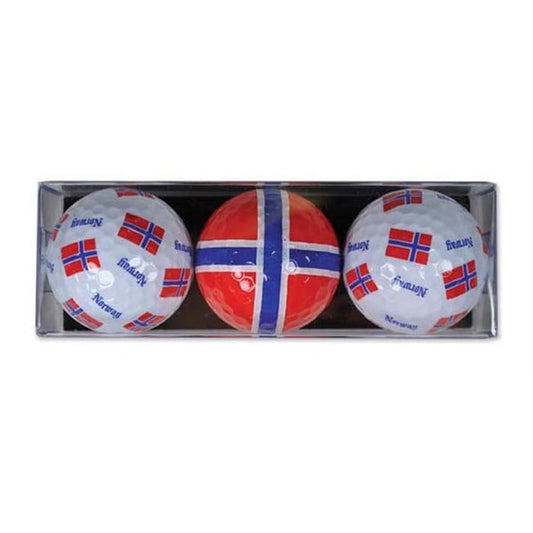 Set of 3 golf balls, Norwegian flag