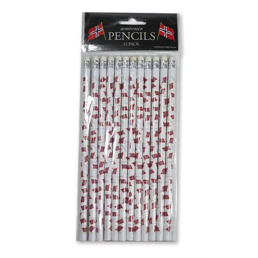 Set of 12 pencils, flag, white