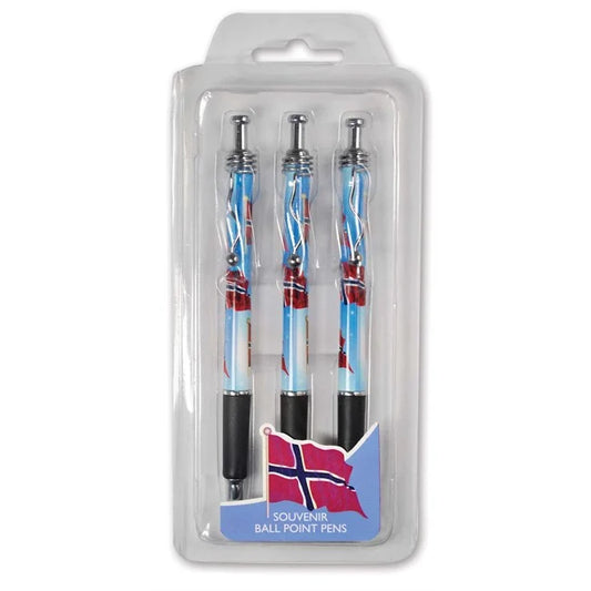 Set of three ball pens, many flags