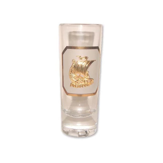 Shot glass with Viking ship in gold