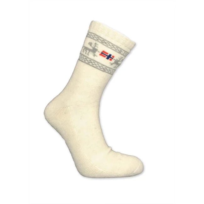 Sokk med angora, Elg Flagg, Hvit 6 - 9 - NorwegianStore24