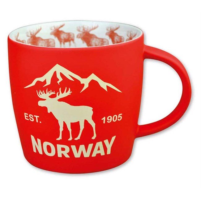 Stort kaffekrus, Elg, Rødt - NorwegianStore24