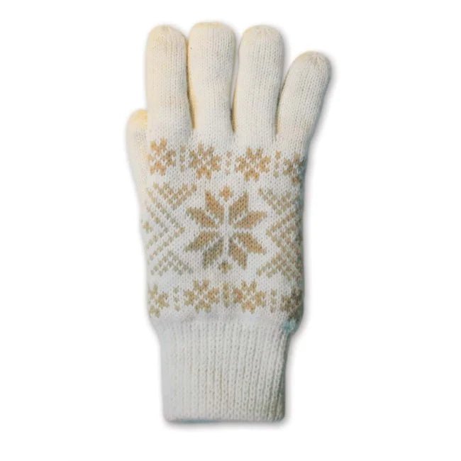Strikkede vanter, hvite, snøkrystall - NorwegianStore24