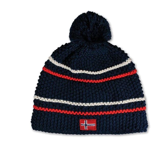 Strikket lue, Perlestrikk, Blå - NorwegianStore24
