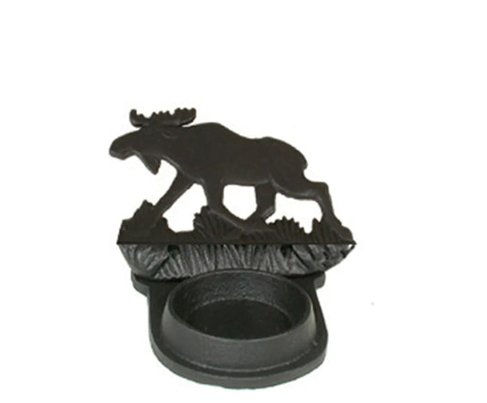 Tealight holder with moose motif, cast iron