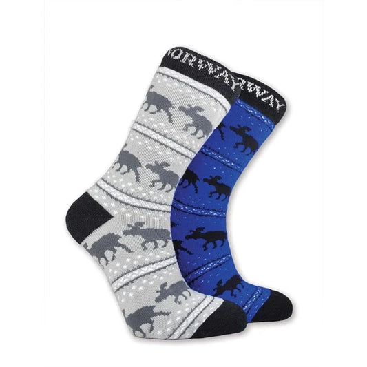 Thick socks, Moose motif, 2pk, 8.5 - 12