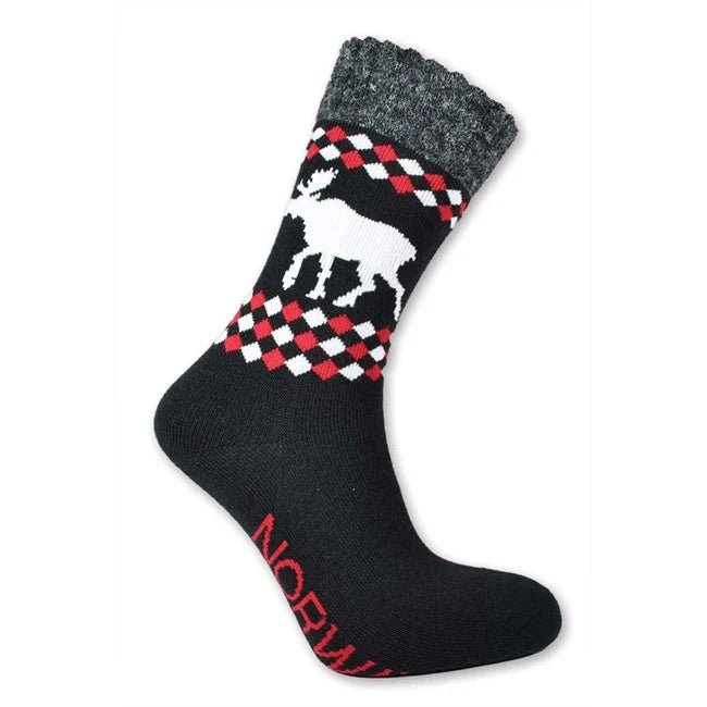 Tykke sokker med rib top, sort/ elg, 8,5 - 12 - NorwegianStore24